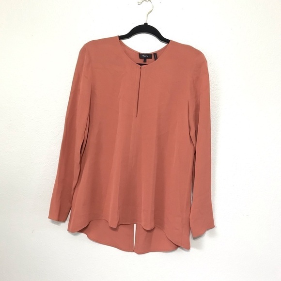 Theory Silk Slit Tunic size S pink russet T115 - Picture 3 of 12